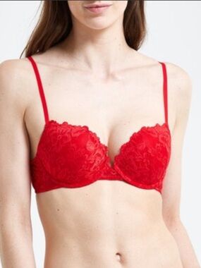 Laura Ashley Red Lace Push-Up Bra